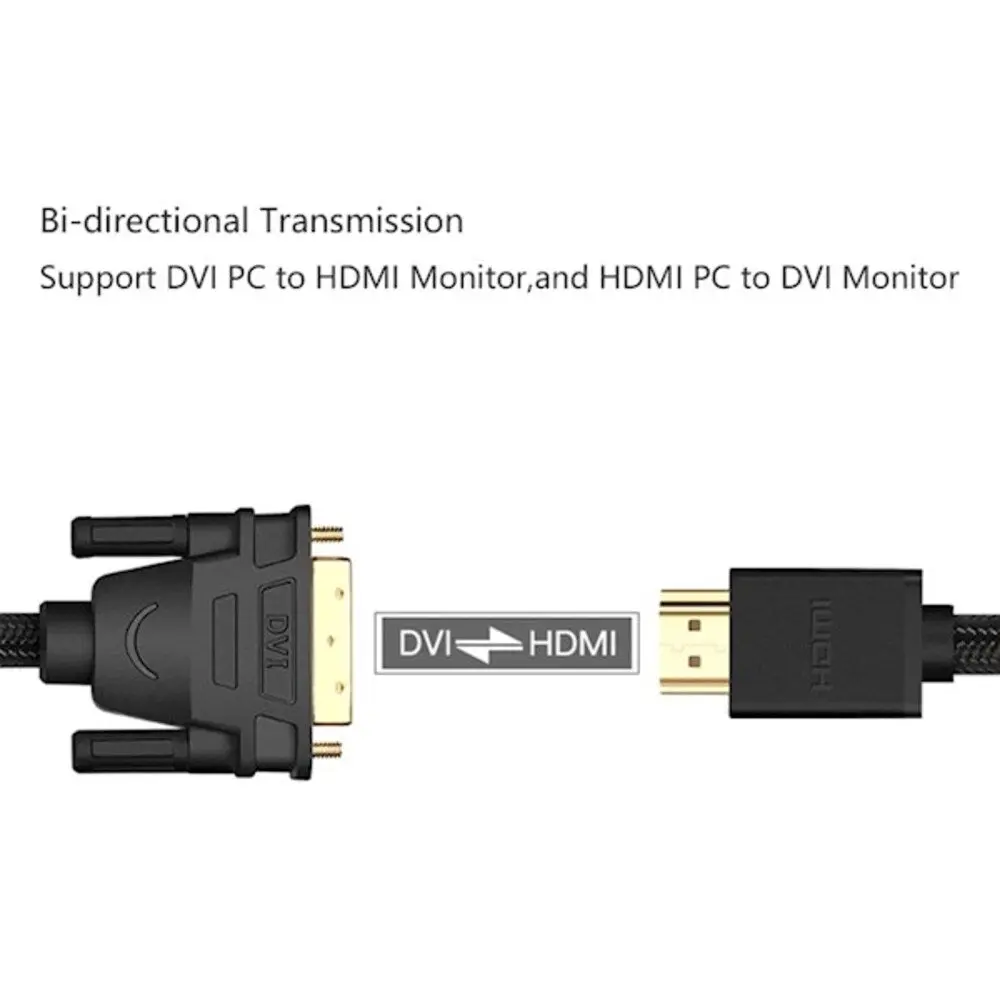 UGREEN 1.5M HDMI to DVI 24+1 Cable Braided High Speed Adapter 1080P Full HD Video Converter Laptop PC Monitor Projector HDTV 50750 - Image 5