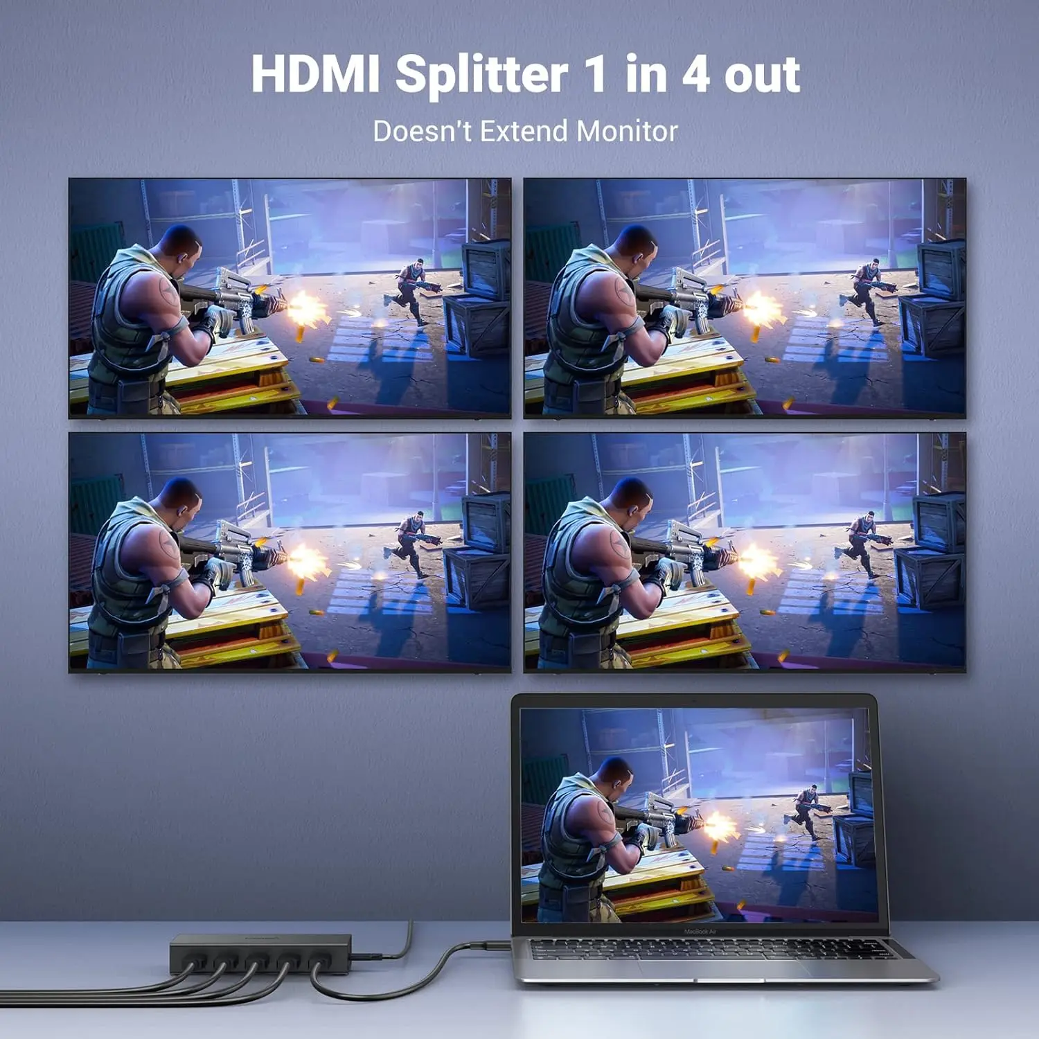 UGREEN 1x4 HDMI Splitter 4K@60Hz HDMI 2.0 Splitter 1 In 4 Out 18Gbps Bandwidth UHD Full HD 3D TV Monitor Projector Quad 90514 - Image 6