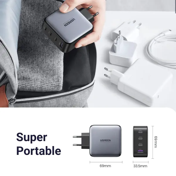 UGREEN 100W 4-Port 3C1A GaN Fast PD Charger Laptop Tablet Phone Desktop USB-C Wall Charger Multi Device Charging (40747) - Image 6