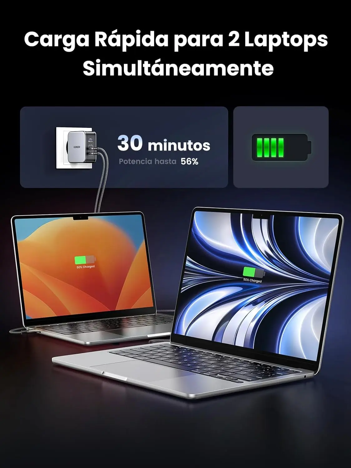 UGREEN 140W Nexode 3-Port USB C GaN II Charger PD 3.1 Power Supply MacBook Pro 16" Dell XPS iPhone 14 Galaxy S22 (90549/EU) - Image 6