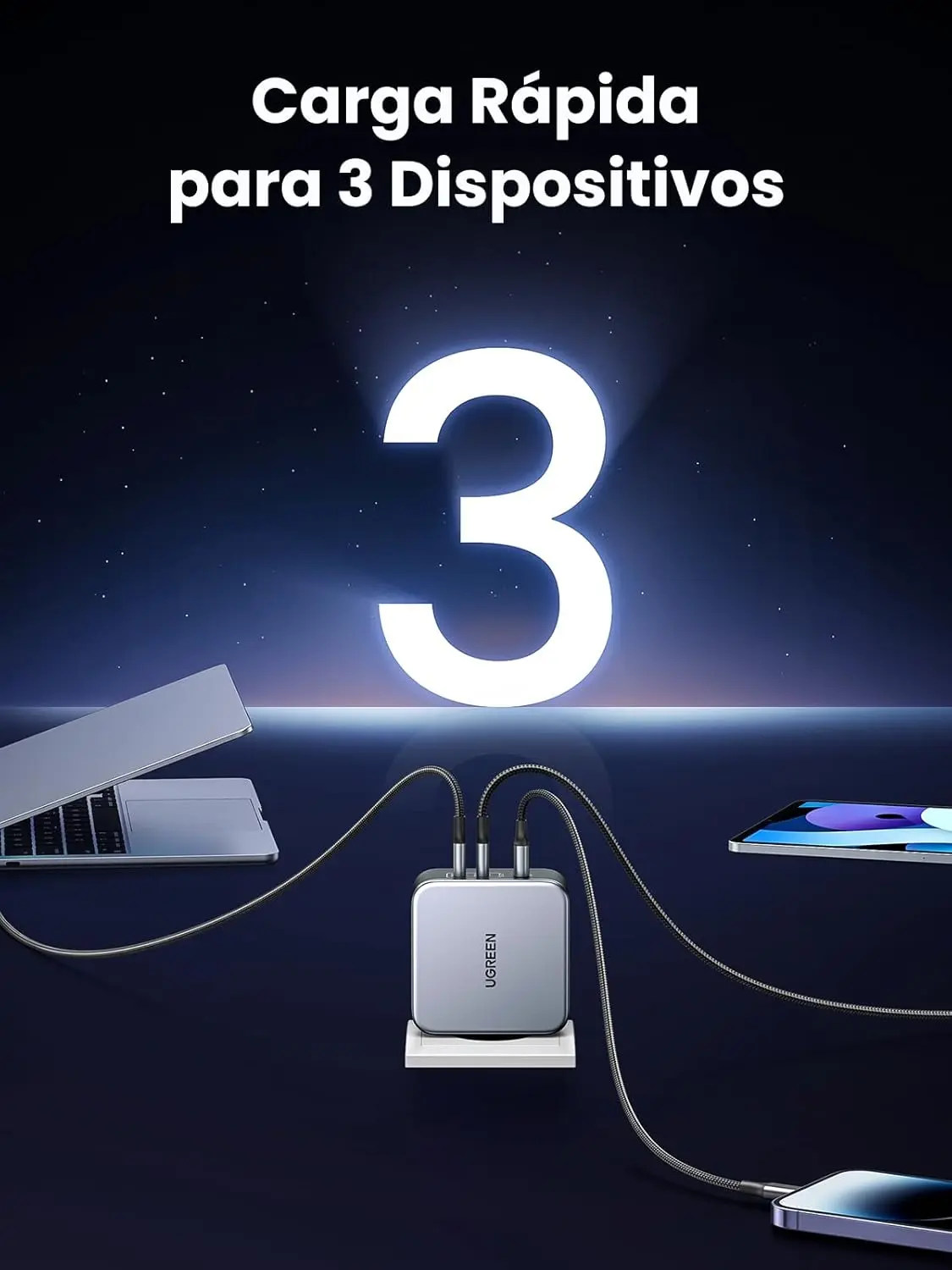 UGREEN 140W Nexode 3-Port USB C GaN II Charger PD 3.1 Power Supply MacBook Pro 16" Dell XPS iPhone 14 Galaxy S22 (90549/EU) - Image 7