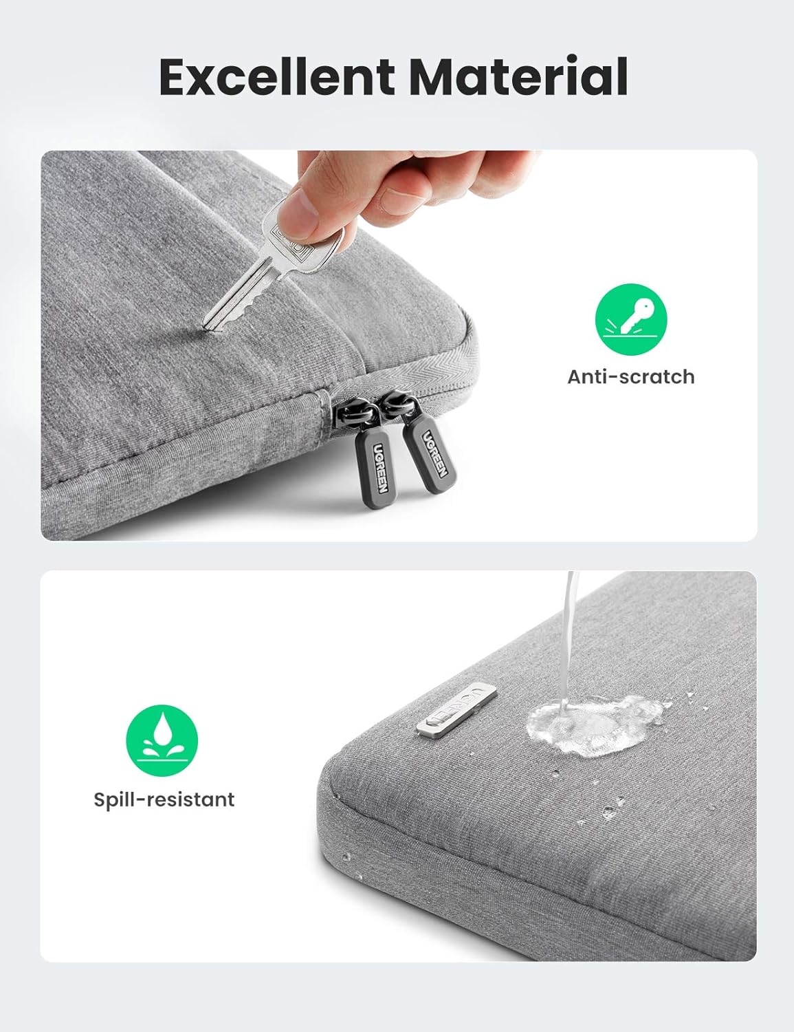 UGREEN 15.6 Inch Laptop and Tablet Case - Laptop Shoulder Bag Business Briefcase Laptop Bag - Compact Tablet Computer Carrying case with Accessory Storage Pockets Gray (30325) - Image 4