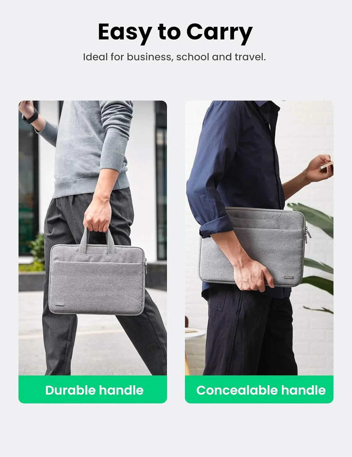 UGREEN 15.6 Inch Laptop and Tablet Case - Laptop Shoulder Bag Business Briefcase Laptop Bag - Compact Tablet Computer Carrying case with Accessory Storage Pockets Gray (30325) - Image 5
