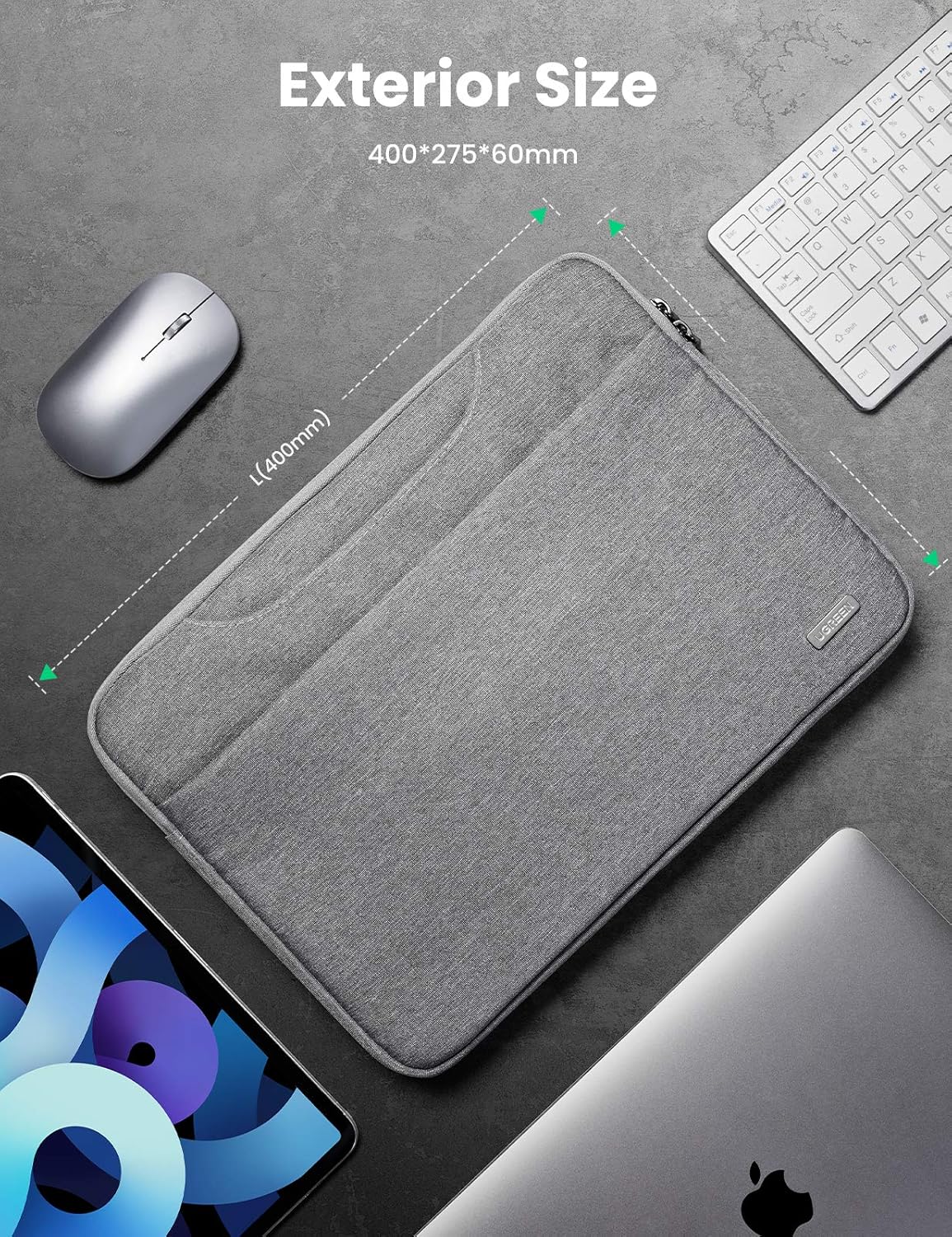 UGREEN 15.6 Inch Laptop and Tablet Case - Laptop Shoulder Bag Business Briefcase Laptop Bag - Compact Tablet Computer Carrying case with Accessory Storage Pockets Gray (30325) - Image 6