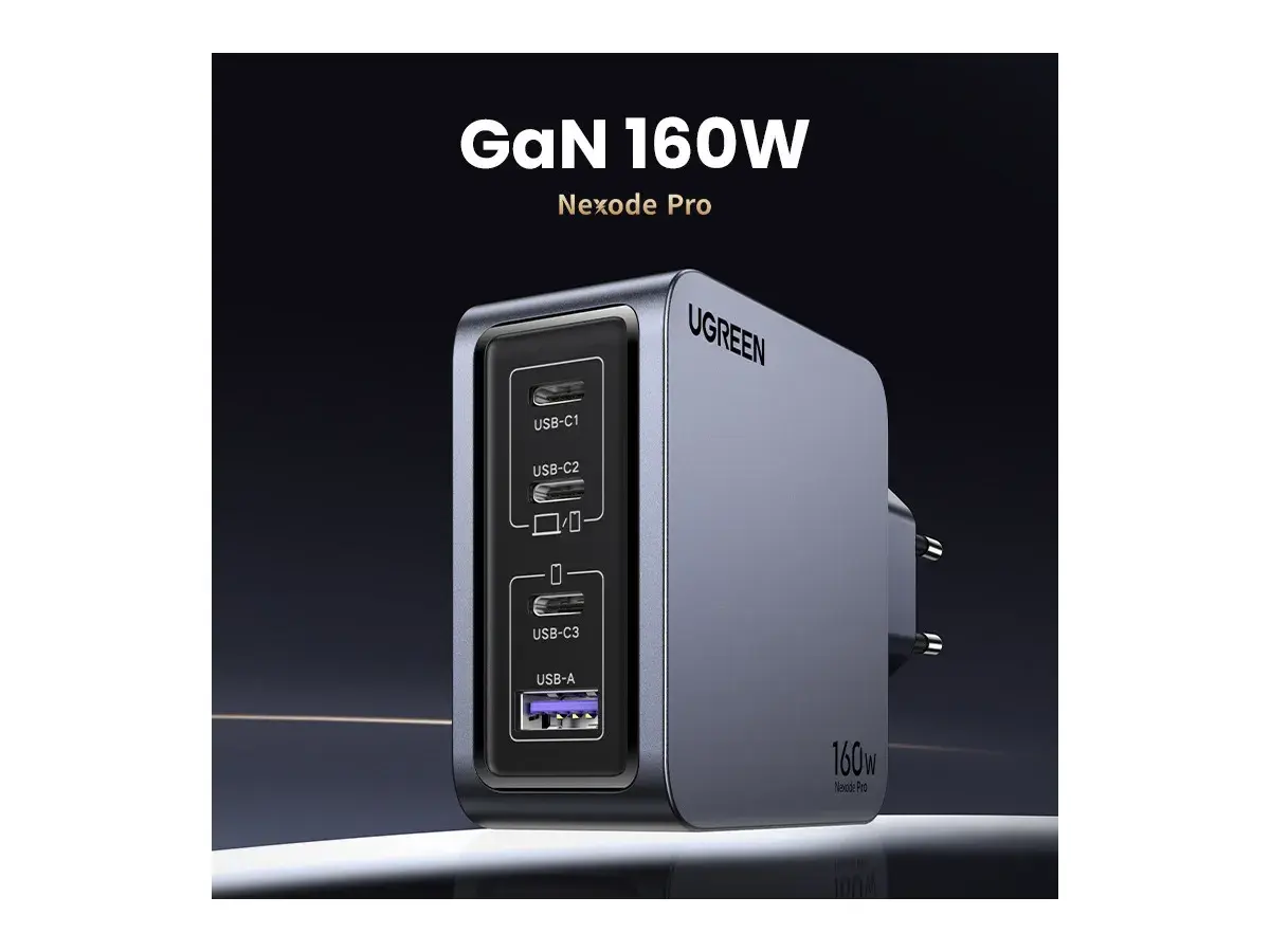 UGREEN Nexode Pro 160W GaN Charger 4-Port Desktop Station 3 USB-C 1 USB-A with Cable MacBook Pro iPhone 15 iPad 25877 - Image 4
