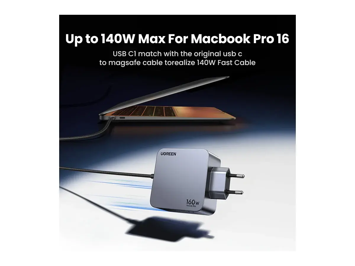 UGREEN Nexode Pro 160W GaN Charger 4-Port Desktop Station 3 USB-C 1 USB-A with Cable MacBook Pro iPhone 15 iPad 25877 - Image 5