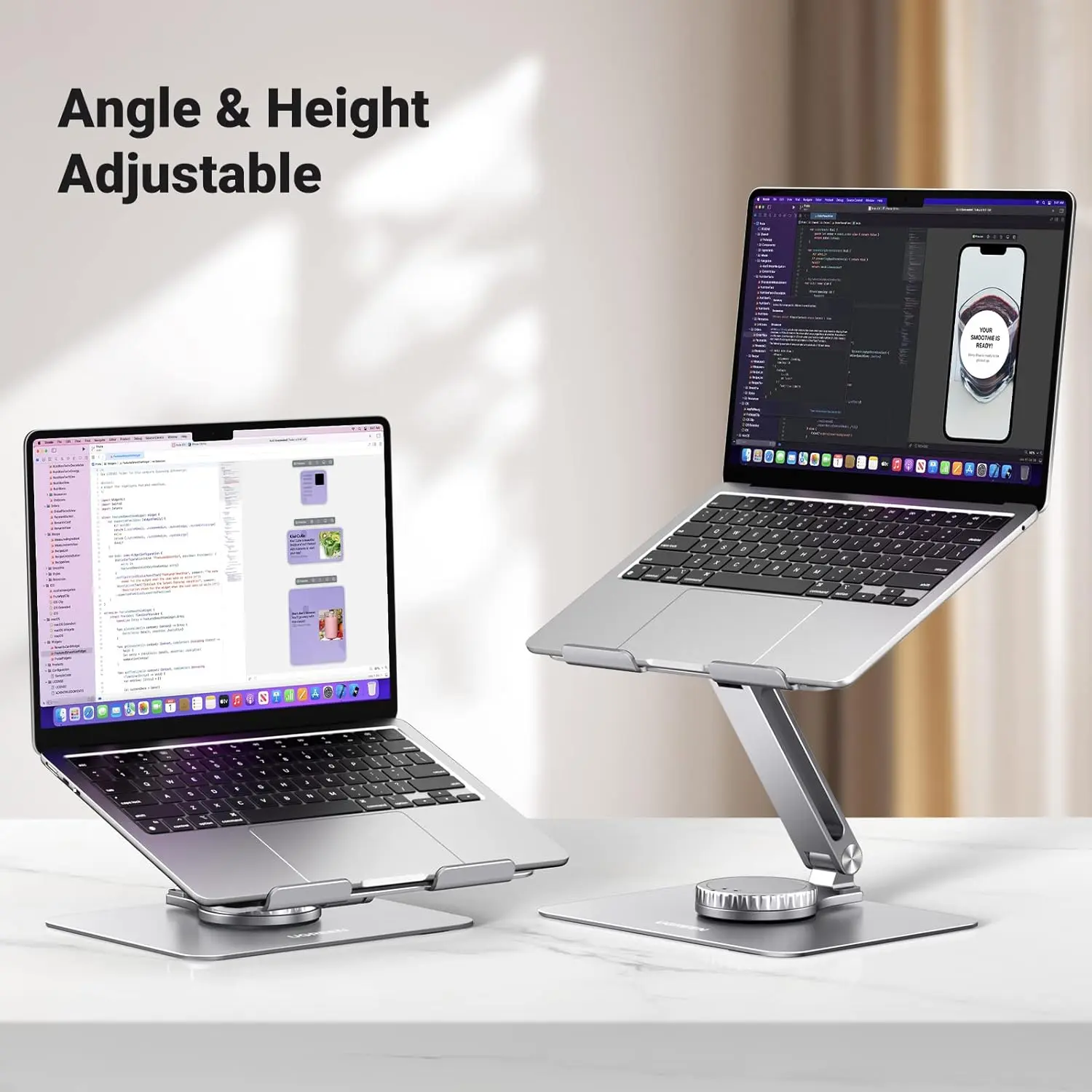 UGREEN 17.3-Inch Swivel Foldable Laptop Stand – Adjustable Height, 360° Rotating Aluminum Desk Stand for MacBook, HP, Dell, Lenovo & All Laptops (90849) - Image 6