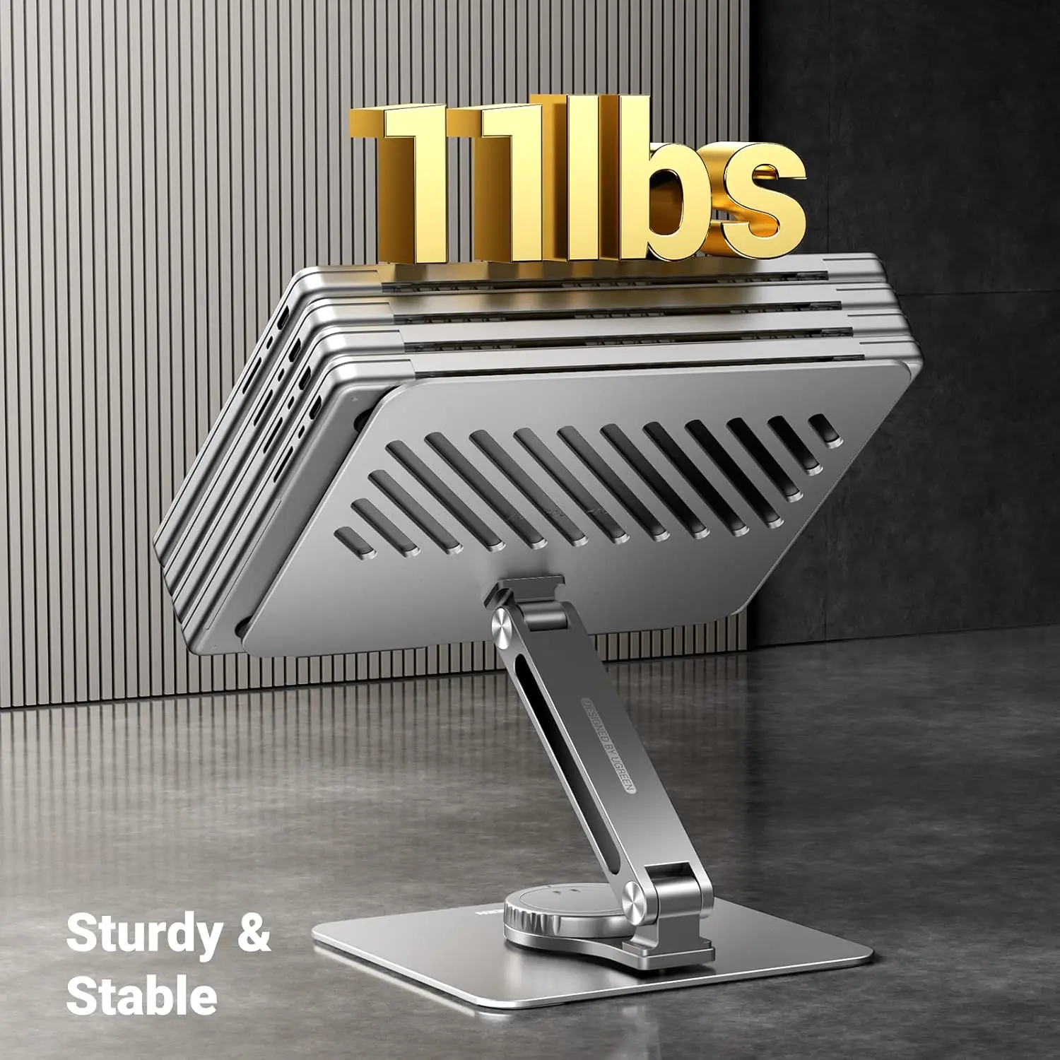 UGREEN 17.3-Inch Swivel Foldable Laptop Stand – Adjustable Height, 360° Rotating Aluminum Desk Stand for MacBook, HP, Dell, Lenovo & All Laptops (90849) - Image 8