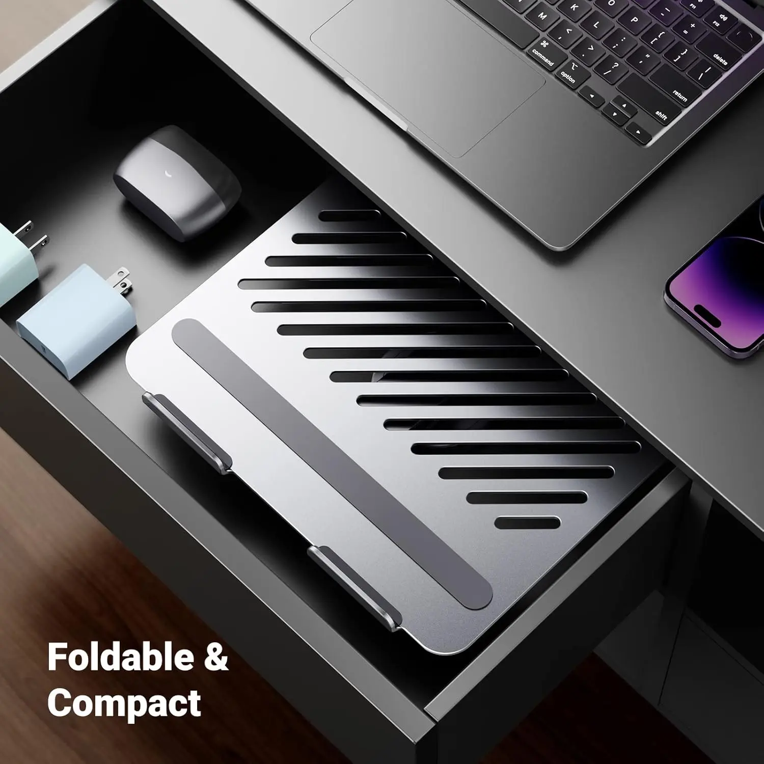 UGREEN 17.3-Inch Swivel Foldable Laptop Stand – Adjustable Height, 360° Rotating Aluminum Desk Stand for MacBook, HP, Dell, Lenovo & All Laptops (90849) - Image 9