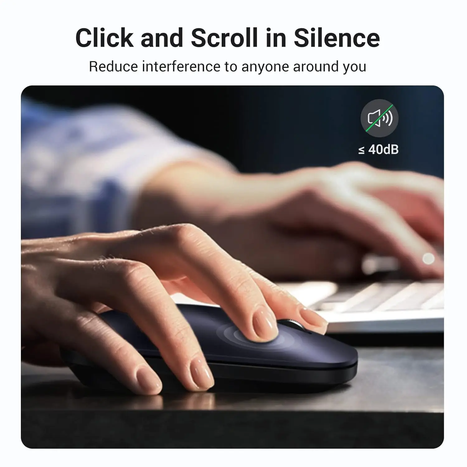 UGREEN 2.4G Silent Wireless Optical Mouse USB Receiver 4000 DPI PC Laptop Computer Chromebook MacBook Black Ergonomic (90372) - Image 11