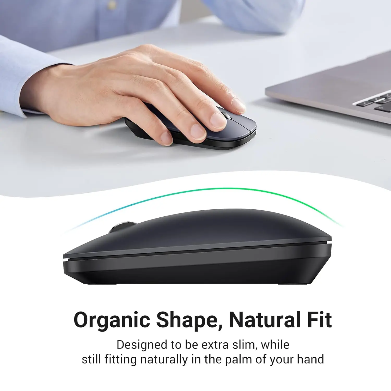 UGREEN 2.4G Silent Wireless Optical Mouse USB Receiver 4000 DPI PC Laptop Computer Chromebook MacBook Black Ergonomic (90372) - Image 9