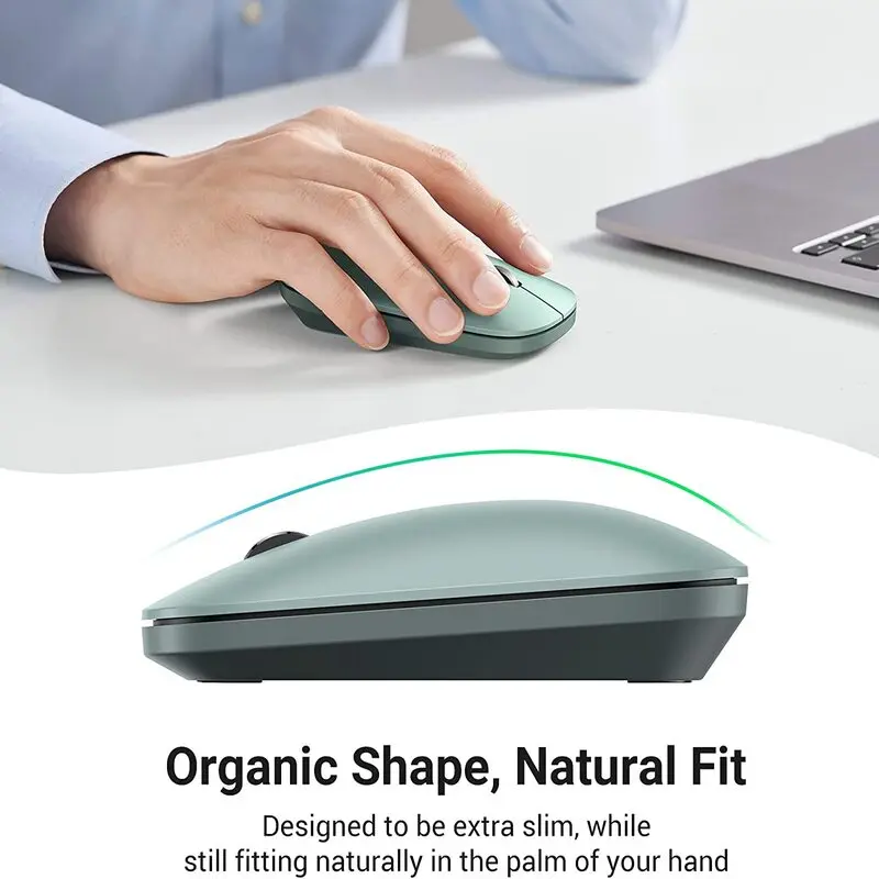 UGREEN 2.4G Silent Wireless Optical Mouse USB Receiver 4000 DPI PC Laptop Computer Chromebook MacBook Green Ergonomic (90374) - Image 3