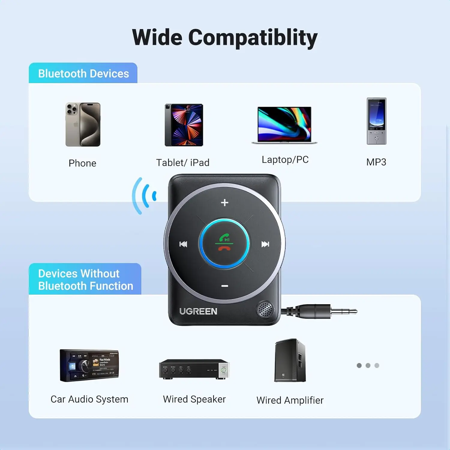 UGREEN Bluetooth 5.4 AUX Car Adapter Enhanced Connection Noise Cancellation Receiver Nylon Cable Car Music Hands-Free (35002) - Image 6