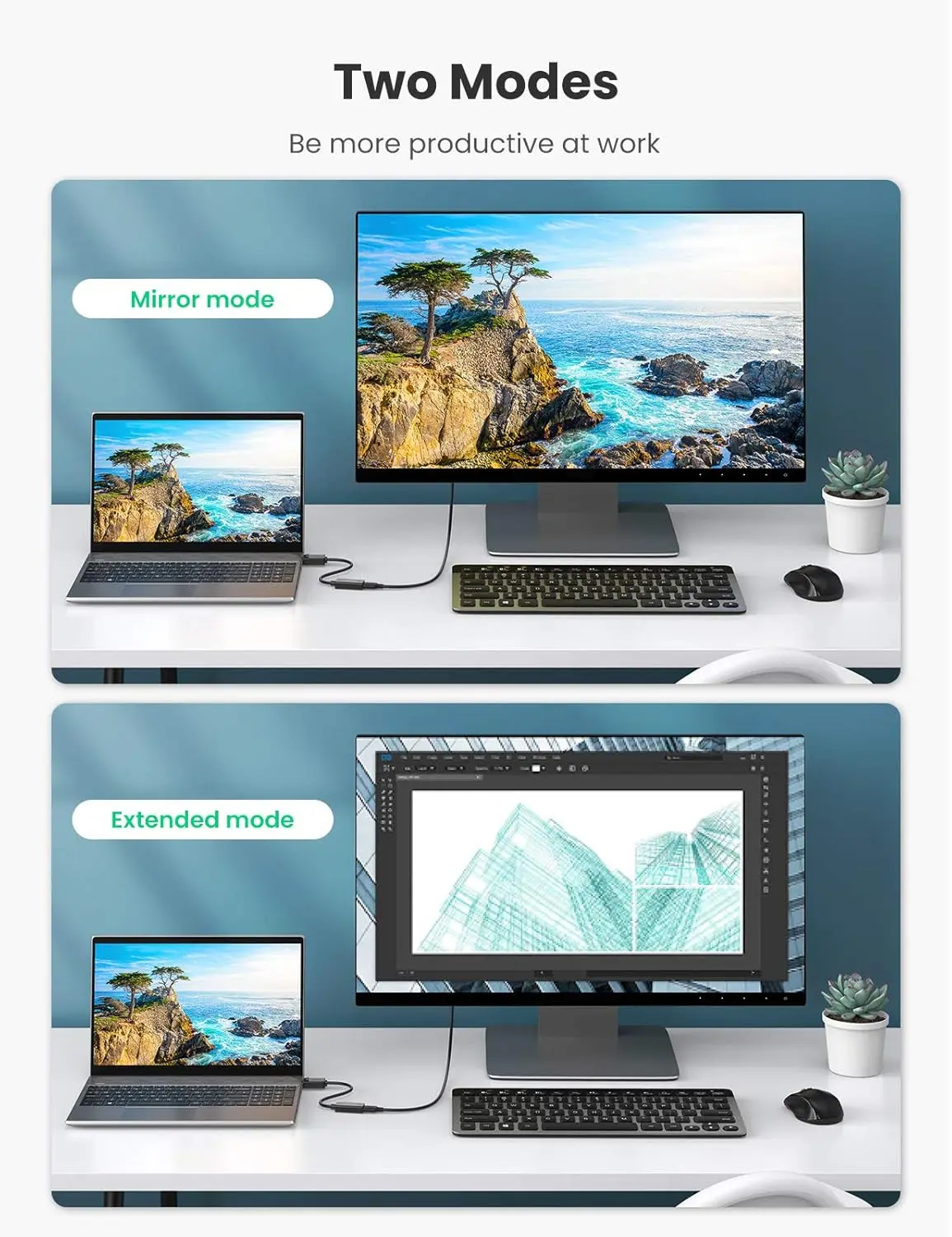 UGREEN 25cm DisplayPort to HDMI Converter Cable 4K 60Hz Video Adapter Computer Monitor Projector HDTV Display 70694 - Image 4