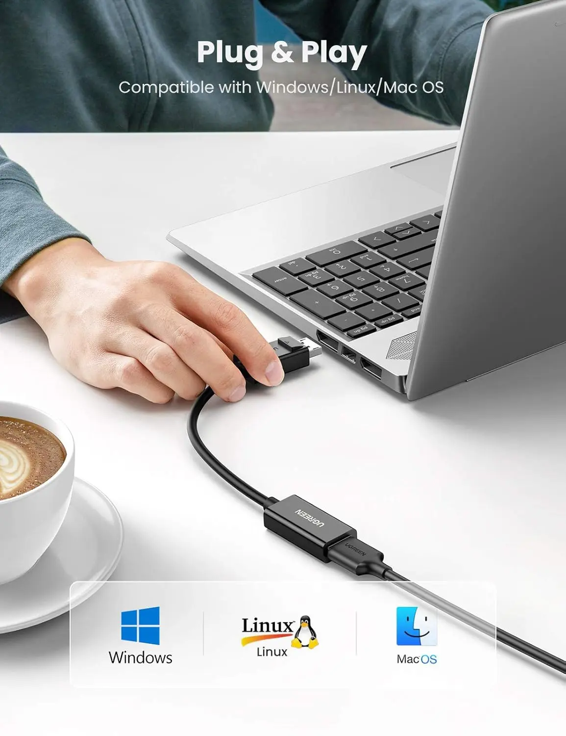 UGREEN 25cm DisplayPort to HDMI Converter Cable 4K 60Hz Video Adapter Computer Monitor Projector HDTV Display 70694 - Image 6