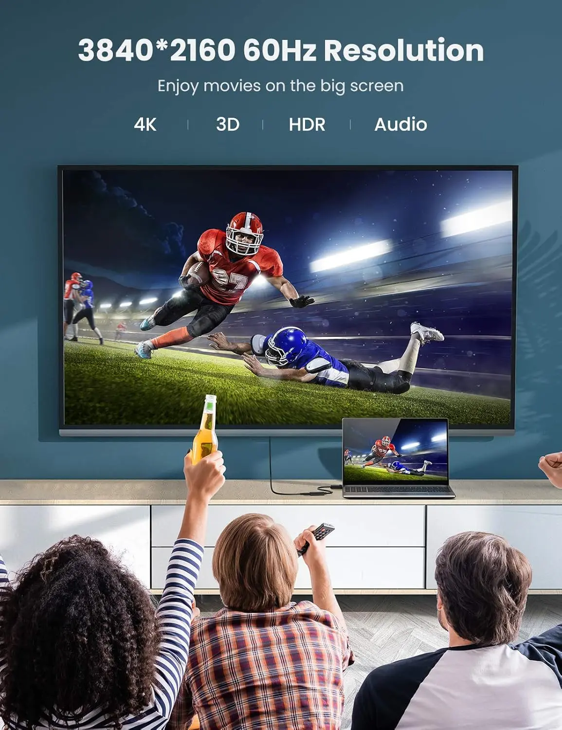 UGREEN 25cm DisplayPort to HDMI Converter Cable 4K 60Hz Video Adapter Computer Monitor Projector HDTV Display 70694 - Image 7