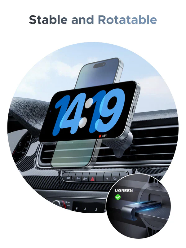 UGREEN 25W MagFlow Magnetic Wireless Car Charger (55967) – Qi2 & MagSafe Compatible Fast Charging Vent Mount - Image 8