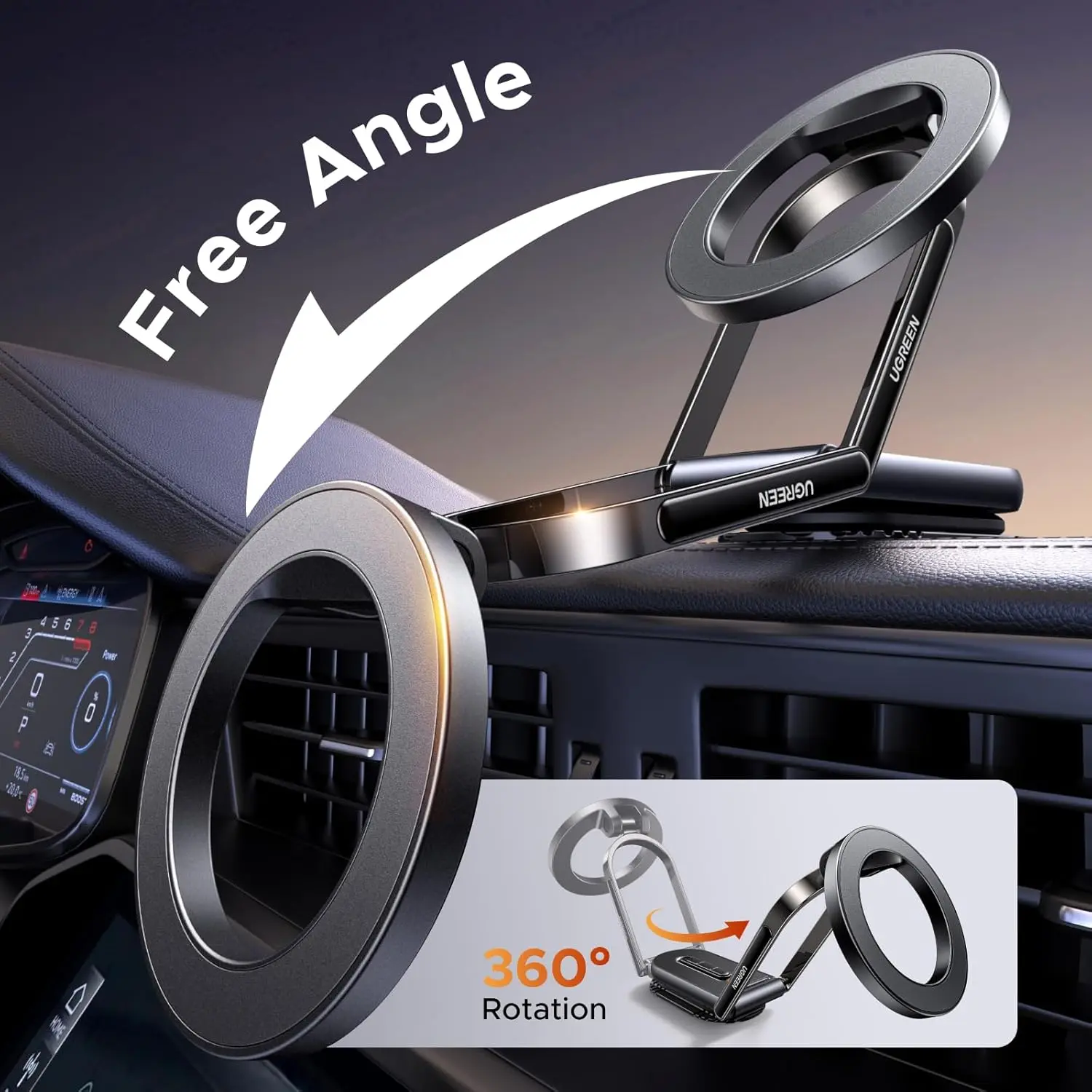 UGREEN MagSafe Car Mount Dashboard 360° Rotation Magnetic Phone Holder iPhone 16 15 14 13 12 MagSafe Case Strongest (65186) - Image 3