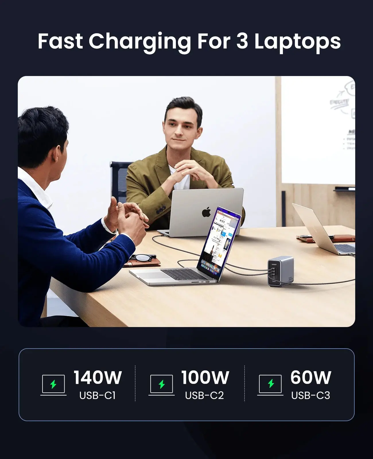 UGREEN Nexode 300W USB-C GaN Charger 5-Port Desktop Station 4 USB-C 1 USB-A MacBook Pro iPhone 15 iPad Steam Deck 90903B - Image 5