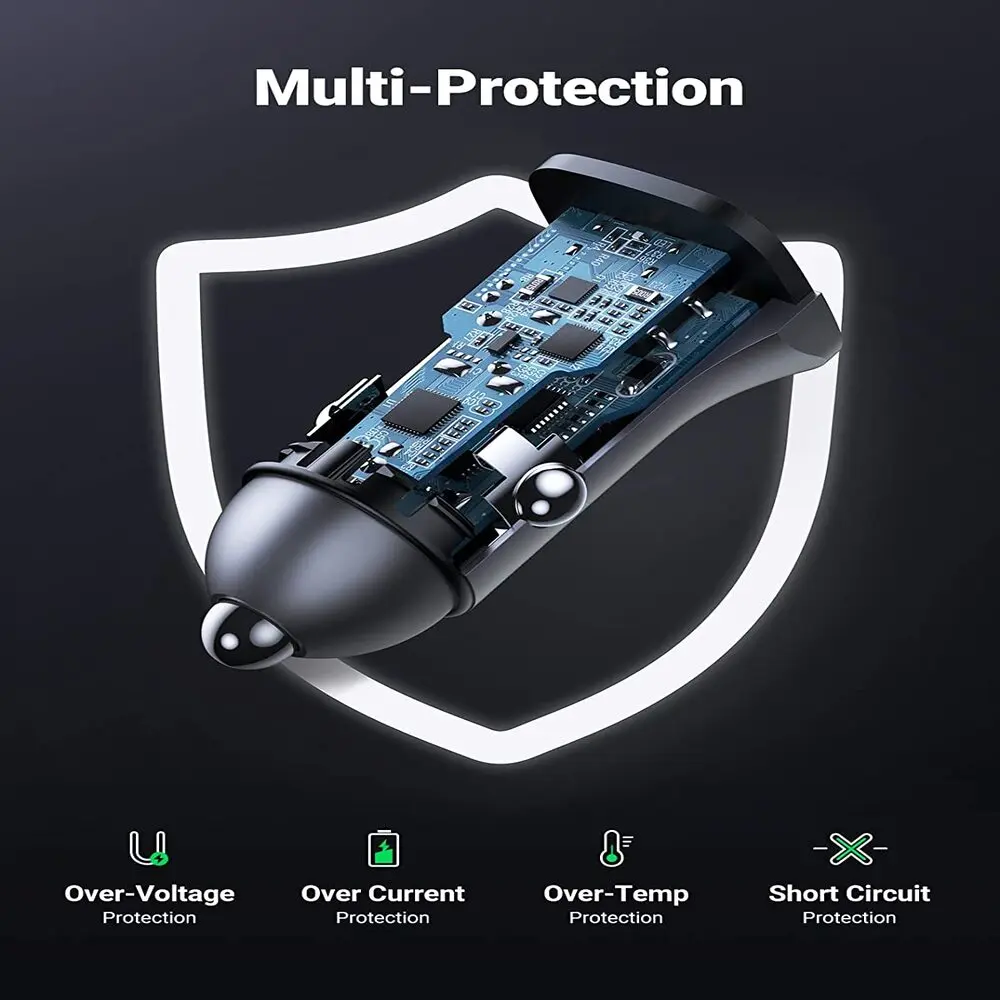 UGREEN 30W USB C Car Charger Dual Port PD3.0 QC3.0 Fast Charging iPhone 13/12 Galaxy S22/S21 iPad Pro (40858) - Image 4