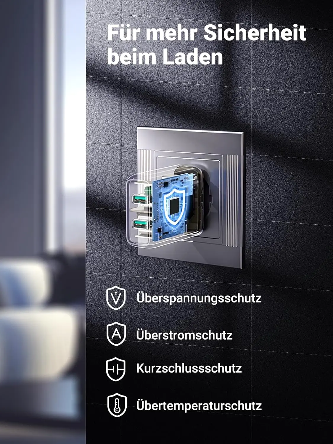 UGREEN 36W 2-Port USB Charger QC 3.0 Fast Charging Galaxy S10 S9 S8 A51 A50 Sony Xperia Redmi Note8 Huawei P30 (10216) - Image 4