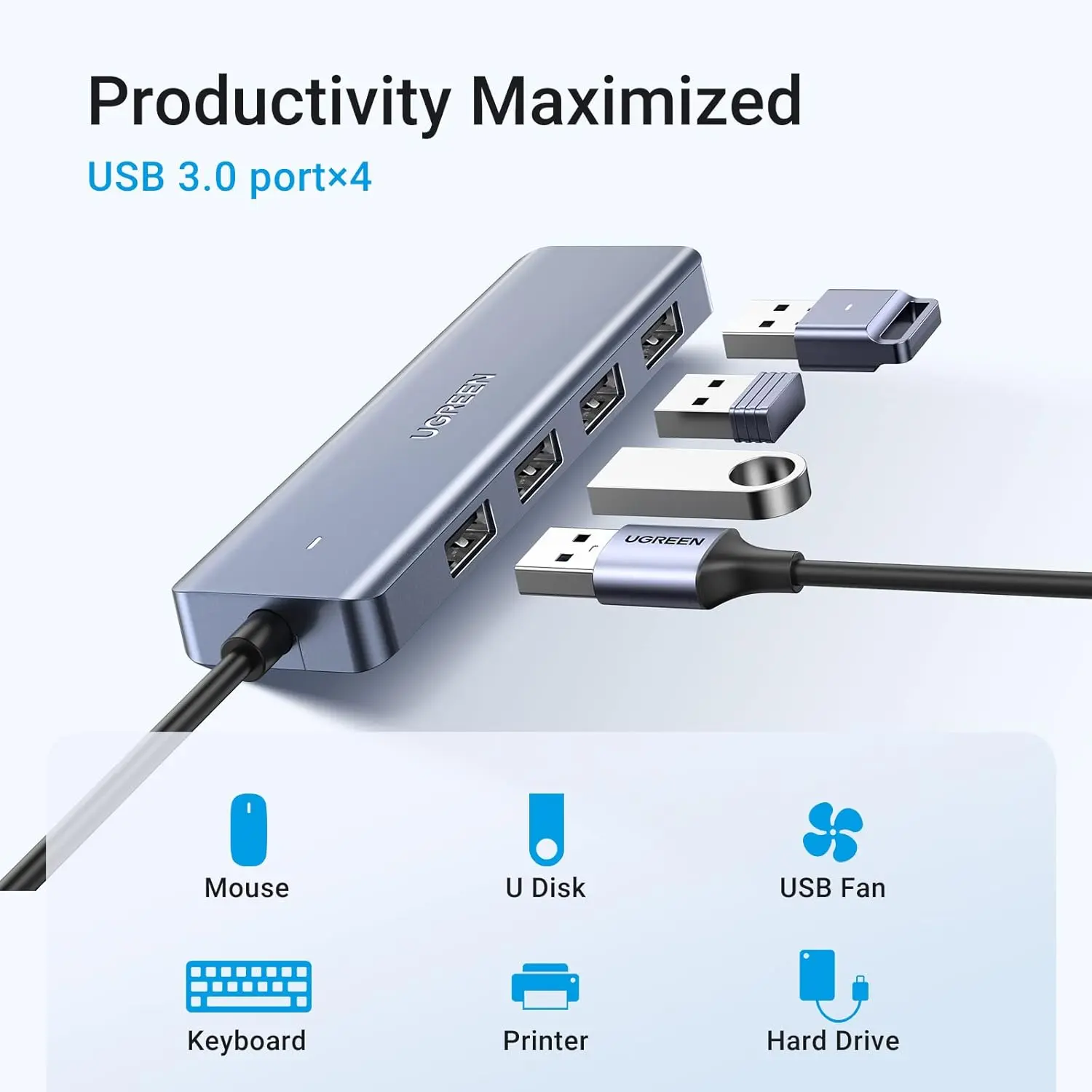 UGREEN 4-Port USB Type C Hub to USB 3.0 Adapter Micro USB Power MacBook Pro iMac Samsung Galaxy Note Dell XPS (70336) - Image 3