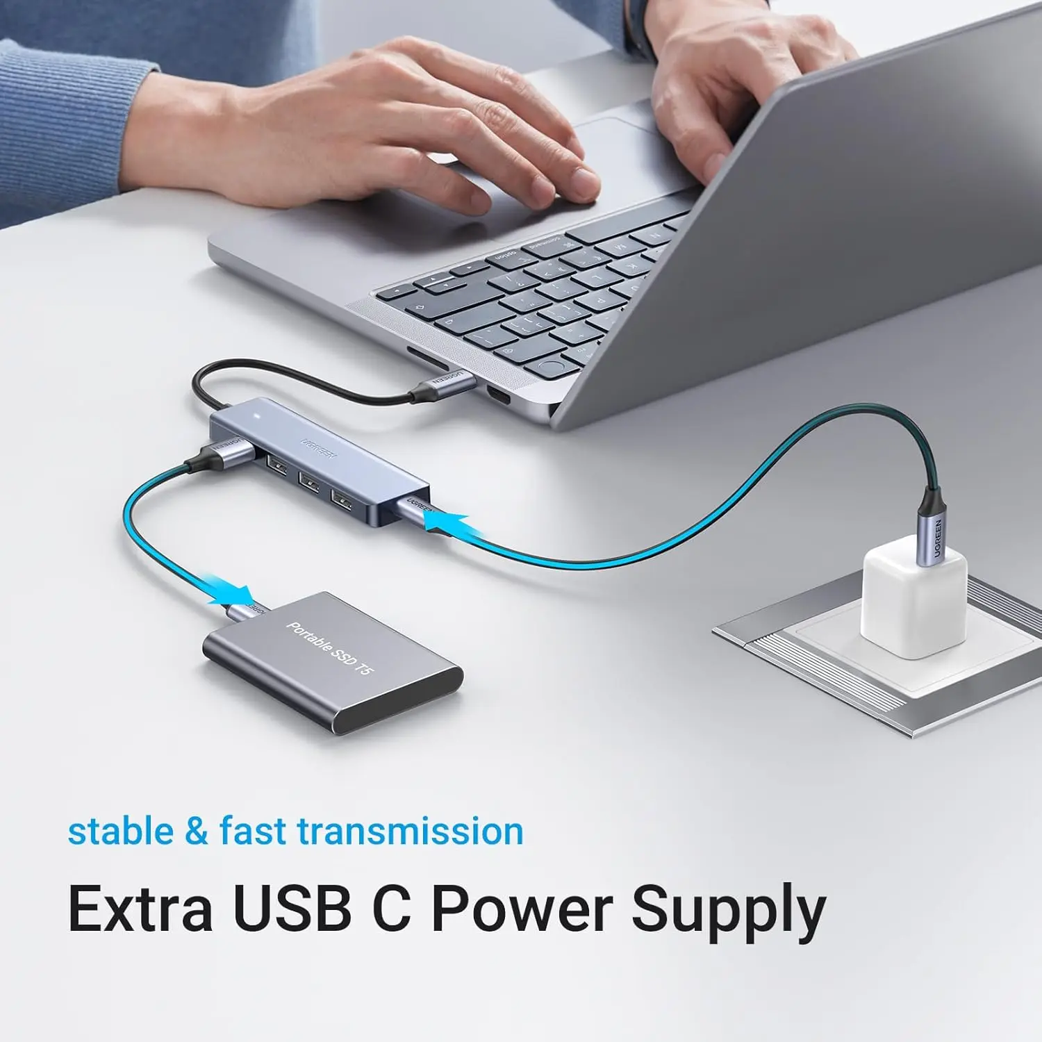 UGREEN 4-Port USB Type C Hub to USB 3.0 Adapter Micro USB Power MacBook Pro iMac Samsung Galaxy Note Dell XPS (70336) - Image 4