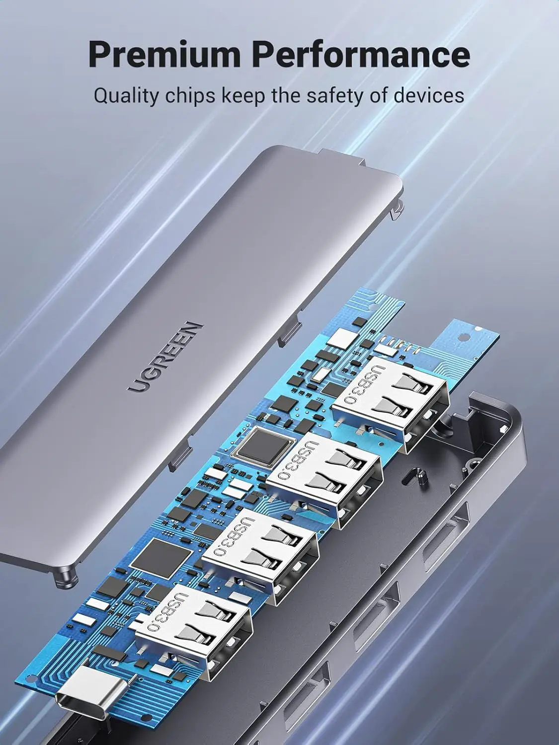 UGREEN 4-Port USB Type C Hub to USB 3.0 Adapter Micro USB Power MacBook Pro iMac Samsung Galaxy Note Dell XPS (70336) - Image 5