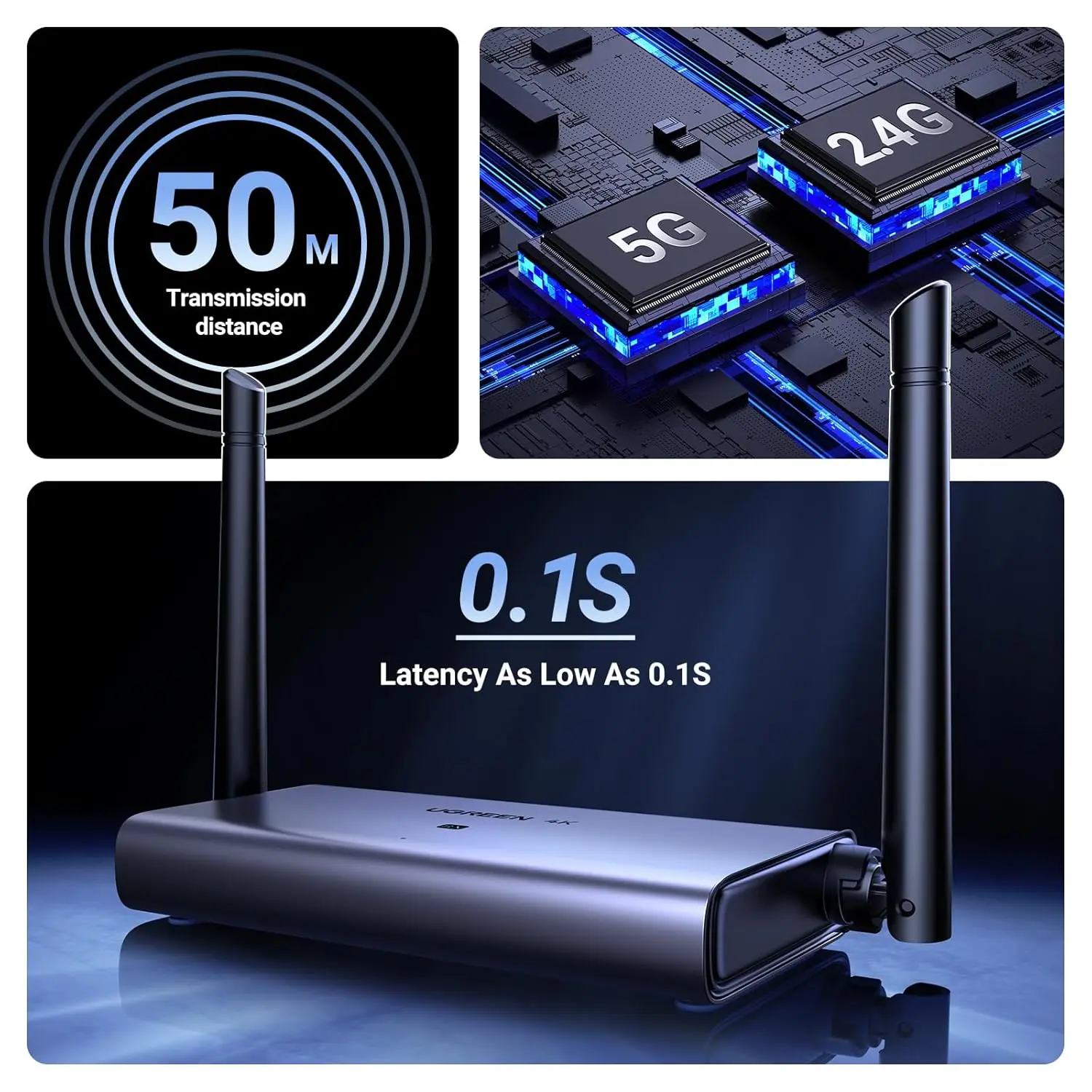 UGREEN Wireless HDMI Transmitter Receiver 4K 30Hz 2.4G 5G Display Adapter Kit Laptop PC TV Projector Screen Mirror 90909A - Image 6