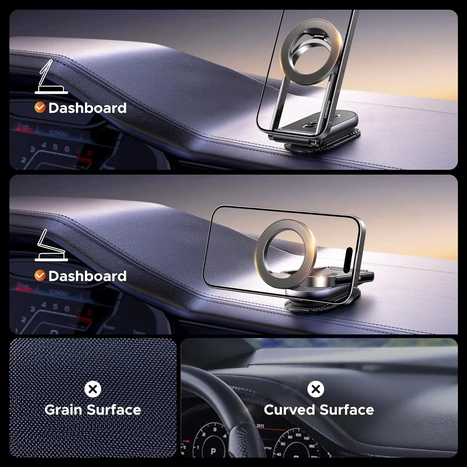 UGREEN MagSafe Car Mount Dashboard 360° Rotation Magnetic Phone Holder iPhone 16 15 14 13 12 MagSafe Case Strongest (65186) - Image 5