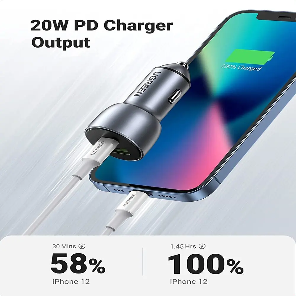 UGREEN 52.5W USB C Car Charger PD 30W QC 18W Fast Car Charging iPhone 14 13 12 iPad Galaxy S23 S22 S21 Pixel 7 6 (60980) - Image 5