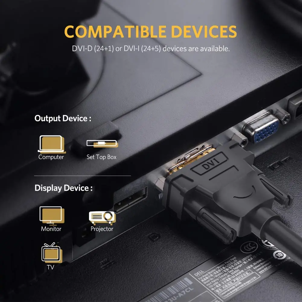 UGREEN 5M DVI-D 24+1 Dual Link Male to Male Digital Video Cable Gold Plated Ferrite Core 2560x1600 Gaming DVD Laptop HDTV 11608 - Image 4