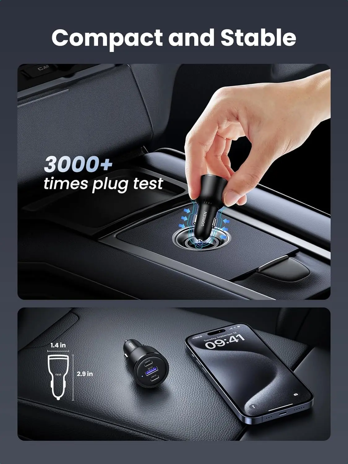 UGREEN 69W USB-C Car Charger 3-Port Fast Charging PD 45W 20W QC 18W iPhone 13 12 11 iPad MacBook Galaxy Pixel 20467 - Image 7