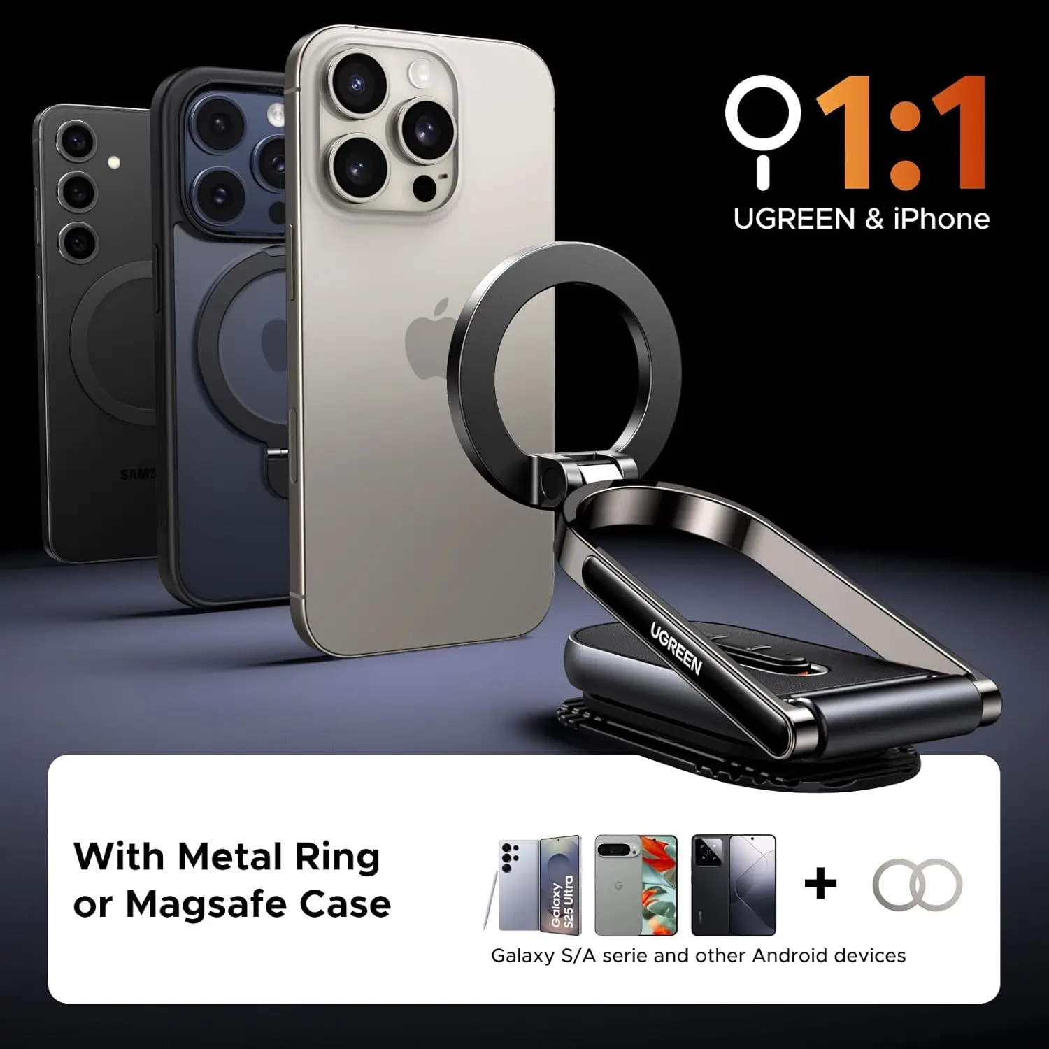 UGREEN MagSafe Car Mount Dashboard 360° Rotation Magnetic Phone Holder iPhone 16 15 14 13 12 MagSafe Case Strongest (65186) - Image 7