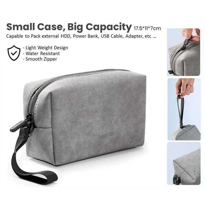 UGREEN Electronics Accessories Storage Bag with Lanyard (Gray)(80520) - Image 3