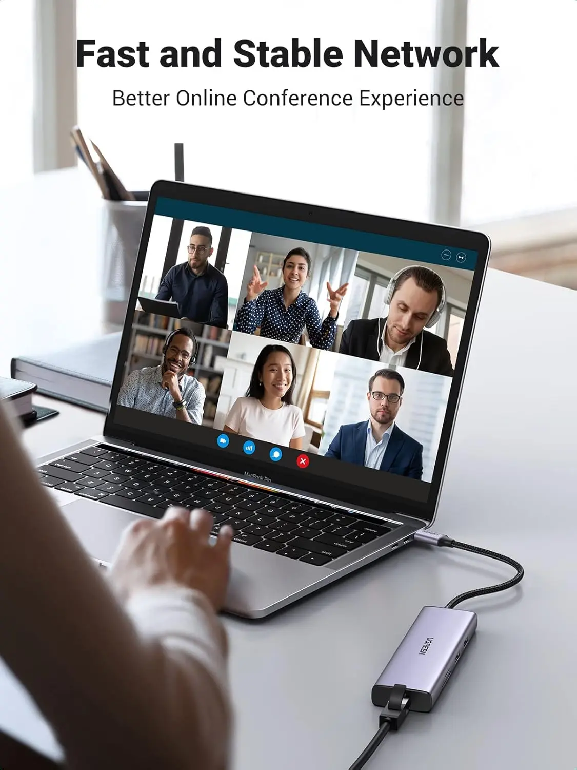 UGREEN 9-in-1 Dual HDMI USB-C Dock USB 2.0 2 USB 3.0 RJ45 1000M USB C PD 60W 2 HDMI 4K 60Hz SD/TF MacBook Dell XPS (90119) - Image 4