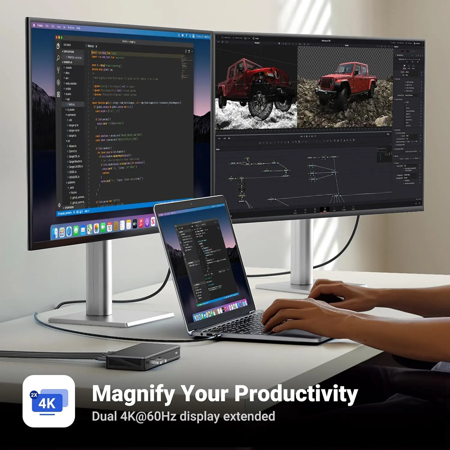 UGREEN 9-in-1 USB-C Adapter Dual Monitor 2 HDMI 2 DisplayPort 4K 60Hz 100W PD Ethernet USB 3.2 Docking Station 90912 - Image 6