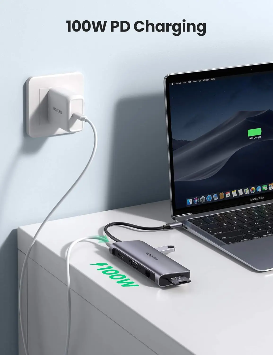 UGREEN 9-in-1 USB Type C Docking Station 4K HDMI VGA Gigabit Ethernet PD Charging 3 USB 3.0 SD Card MacBook Dell XPS (40873) - Image 4