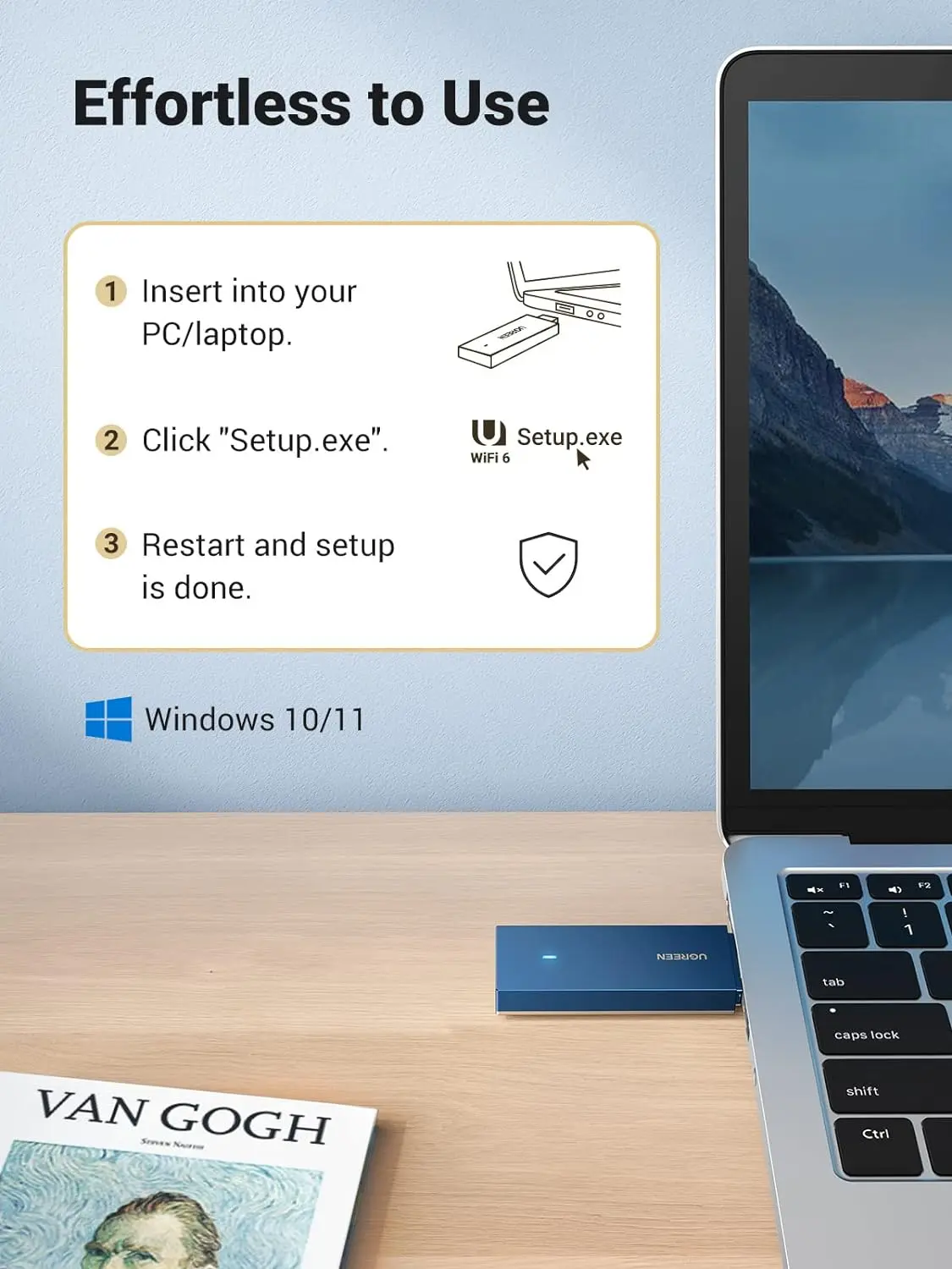 UGREEN AX1800 WiFi 6 USB 3.0 Adapter Dual Band 5G 2.4G Network Dongle 802.11AX PC Laptop Windows 10 11 90340 - Image 6