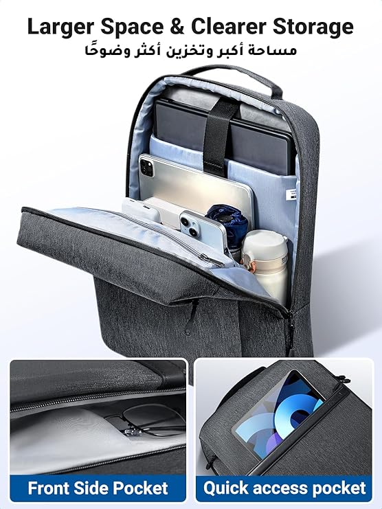 UGREEN B02 Laptop Backpack for 15.6″ | Durable Travel & Office Backpack – Water-Resistant 600D Oxford, Shock-Absorb Protection & Organized Compartments (90798) - Image 3