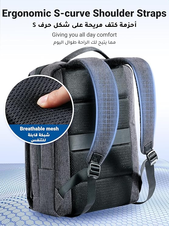 UGREEN B02 Laptop Backpack for 15.6″ | Durable Travel & Office Backpack – Water-Resistant 600D Oxford, Shock-Absorb Protection & Organized Compartments (90798) - Image 4