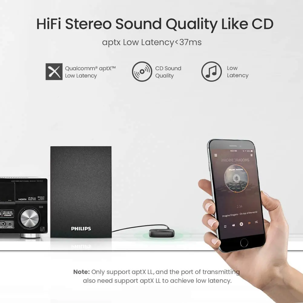 UGREEN Bluetooth Receiver 5.0 Car Adapter Portable Wireless Audio 3.5mm AUX Music Streaming Speaker Hands-Free Mic (70304) - Image 5