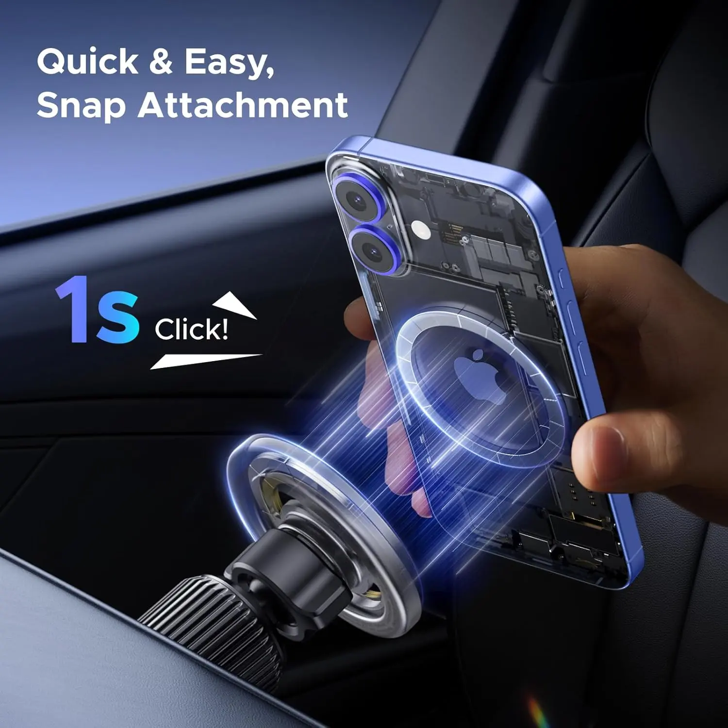 UGREEN Car Phone Mount MagSafe Air Vent Magnetic Phone Holder iPhone 16 15 14 13 12 Pro Max Strongest Magnet Grey (65764) - Image 4