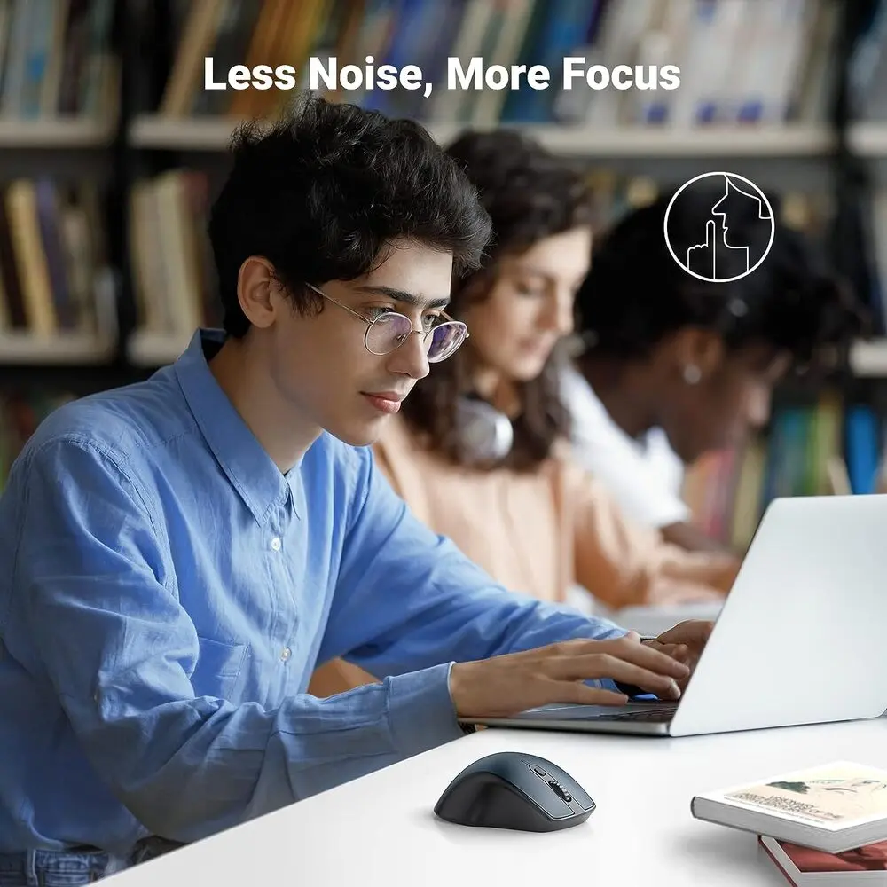 UGREEN Ergonomic 5 Button Silent 2.4G Wireless Bluetooth 5.0 Optical Mouse USB Receiver 4000 DPI MacBook PC Blue (15807) - Image 8