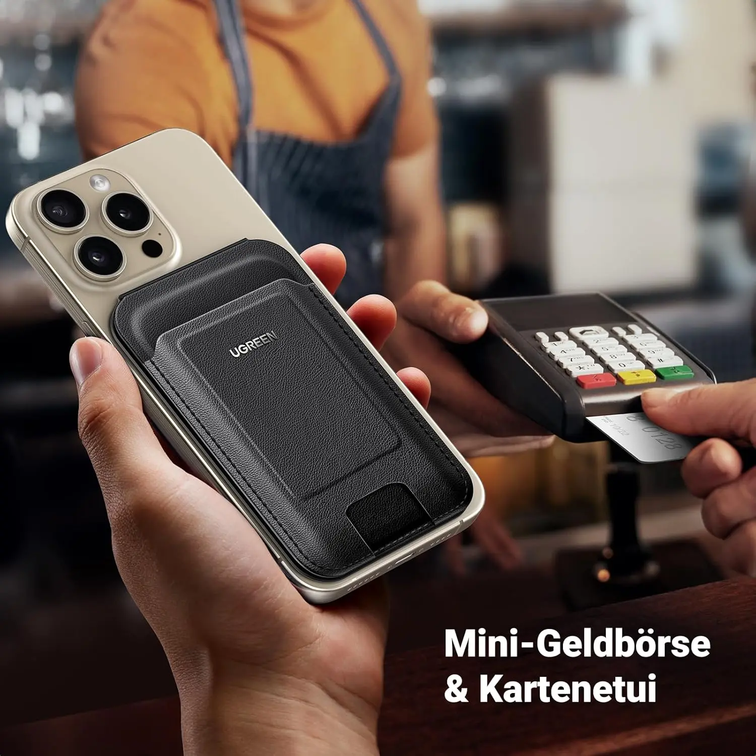 UGREEN Magnetic Phone Card Holder Leather Wallet Stand iPhone 15 14 13 12 Series Minimalist Not Mini Compatible Black (45165) - Image 3