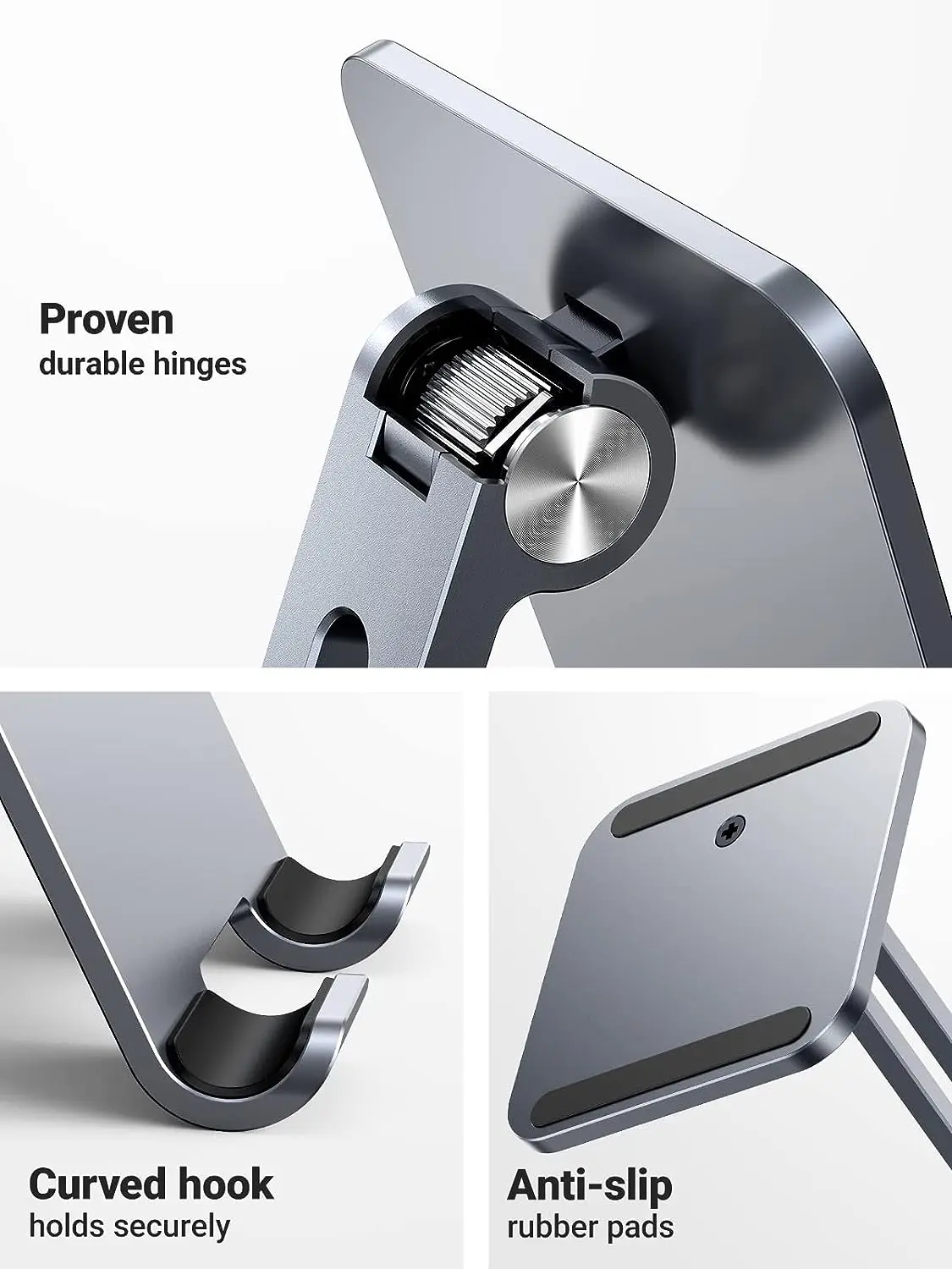 UGREEN Height Adjustable Aluminum Portable Mobile Tablet Stand iPad Pro 12.9 9.7 10.5 Air Mini iPhone 12 Switch (40393) - Image 4