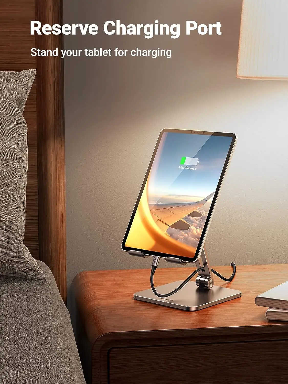UGREEN Height Adjustable Aluminum Portable Mobile Tablet Stand iPad Pro 12.9 9.7 10.5 Air Mini iPhone 12 Switch (40393) - Image 6