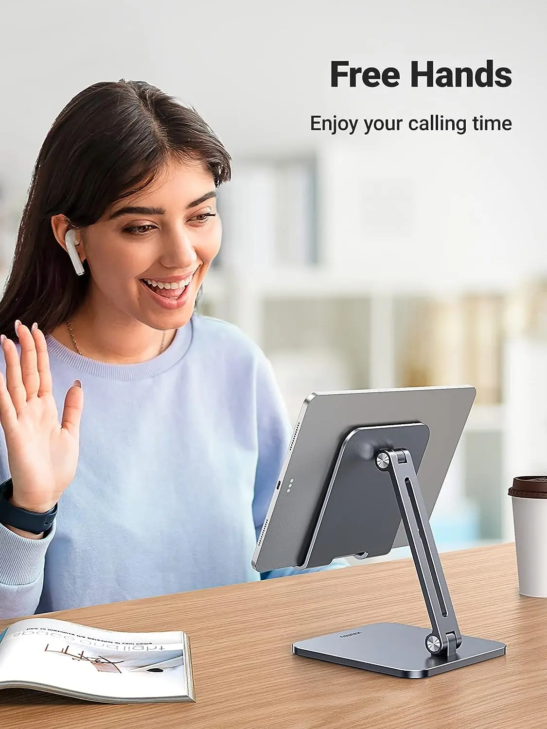 UGREEN Height Adjustable Aluminum Portable Mobile Tablet Stand iPad Pro 12.9 9.7 10.5 Air Mini iPhone 12 Switch (40393) - Image 8