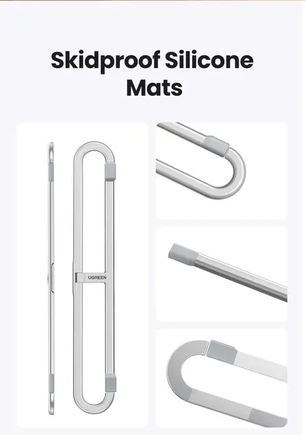 UGREEN Adjustable Clip-On Laptop Stand MacBook PC 11-17" Foldable Aluminum Holder Ergonomic Angle Space-Saving (45415) - Image 4