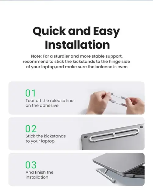 UGREEN Adjustable Clip-On Laptop Stand MacBook PC 11-17" Foldable Aluminum Holder Ergonomic Angle Space-Saving (45415) - Image 5